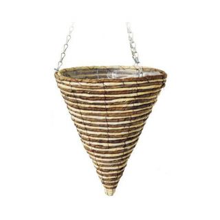 Cesto de flores suspenso em forma de cone de vime - 30 cm - modelo FL8258 - 