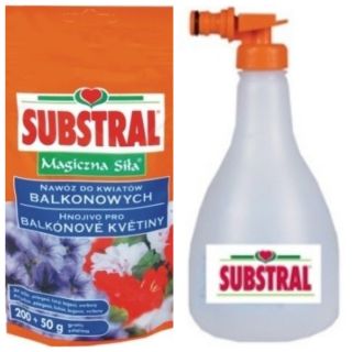 "Magiczna Siła" (magisk kraft) balkongblommagödsel - set med en trädgårdsslangmonterad dispenser - 