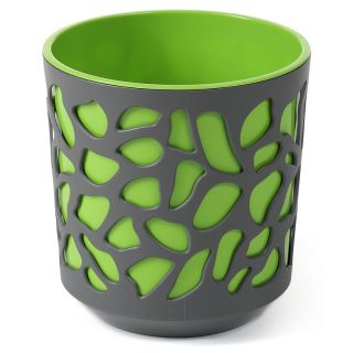 "Duet" casing pot tanaman dua warna - 14 cm - antrasit abu-abu / hijau muda - 