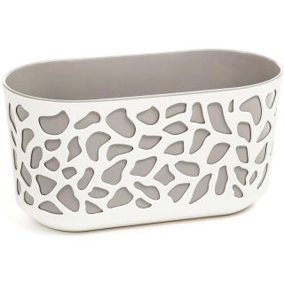 Jardinière longue "Duet" bicolore - 40 cm blanc crème / taupe - 