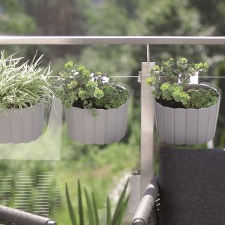 "Boardee Hook" hanging plant box - 38.3 cm - stone-grey