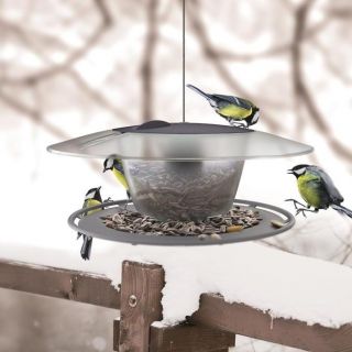 ติดตั้งกับเสารูปนก / ถาดให้อาหาร Birdyfeed Round - สีแอนทราไซ - เทา - 