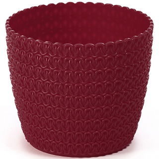 Casing pot bundar "Magnolia Jersey" - 19 cm - merah tua - 