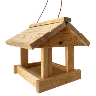 Klassieke hangende vogelvoeder - ruw hout - 