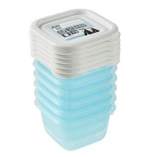 Set 6 wadah makanan persegi panjang - Mia "Polar" - 90 ml - es biru - 
