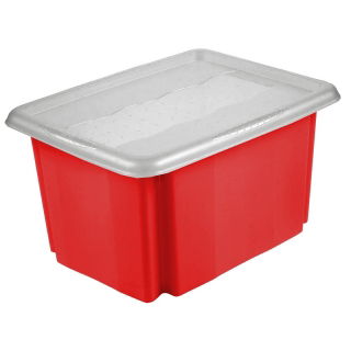 Merah modular kotak 15 "liter Emil dan Emilia" stackable dengan tutupnya - 