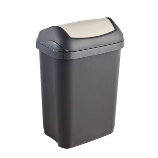 Poubelle Swantje en graphite de 10 litres avec couvercle rotatif - 