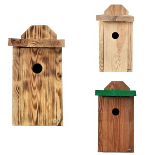 3 casette per uccelli a muro per tette, passeri d'albero e pigliamosche in vari colori - 