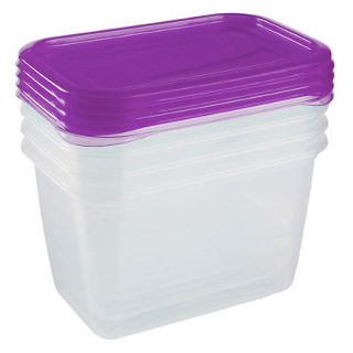 Set 4 wadah makanan persegi panjang - Fredo "Fresh" - 0,75 liter - biru segar - 