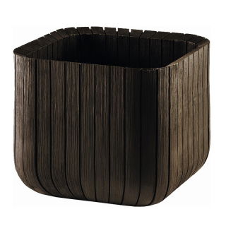 "Cube" pot tanaman biji-bijian kayu persegi - coklat - 