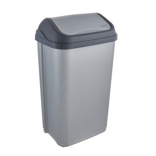 50-litrový stříbrný popelník Swantje s otočným víkem - 