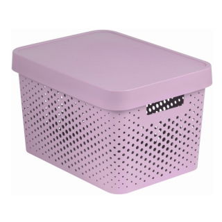 Recipiente Infinity de 17 litros em malha rosa com tampa - 