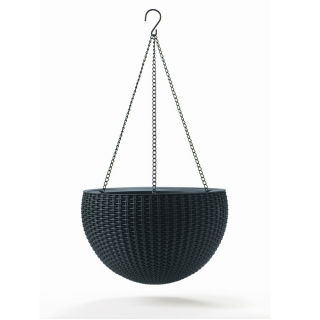 Pot tanaman gantung rotan - ø 35 cm - antrasit abu-abu - 