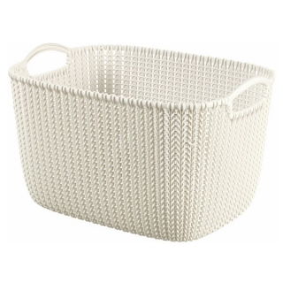 Cesta de punto rectangular color crema de 19 litros - 