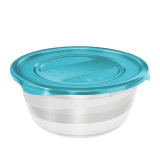 Set mit 5 runden Aufbewahrungsboxen für Lebensmittel - Fredo "Fresh" - 0,5 Liter - frisch blau - 