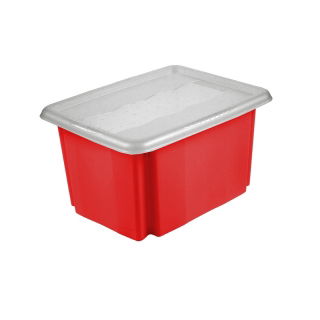 Rote stapelbare 45-Liter-Aufbewahrungsbox "Emil and Emilia" mit Deckel - 