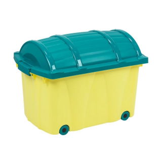 Spielzeugkiste, Truhe "Pirat" - honigbraun / marineblau - 