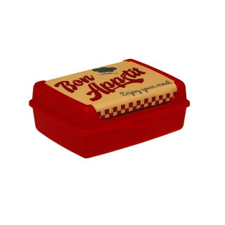 Food storage container, food box - Carla 'Bon Apetit' - 17 x 13 cm - dark red transparent