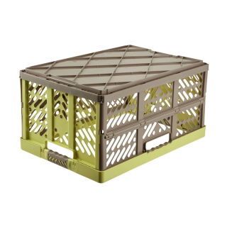 Collapsible basket with soft handles - Ben - 45 litre - grey brown/fern flower green