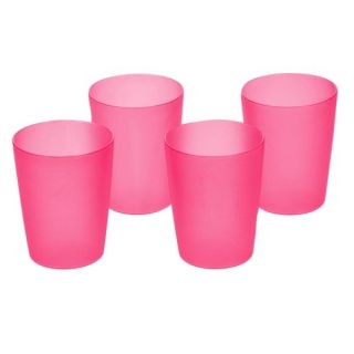 Komplet plastičnih čaša za višekratnu upotrebu - 4 x 0,25 litre - ružičasti - 