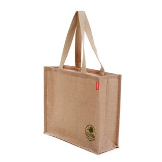 Borsa tote in juta con manici lunghi - 40 x 35 x 15 cm - naturale - 