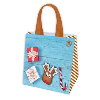 Bolsa com motivo de Natal - 34 x 34 x 22 cm - Presentes e pão de mel - 