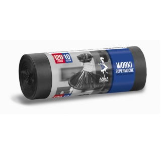Sorte søppelsekker - EKSTRASTERK - 120 liter - 10 stk - LDPE - 