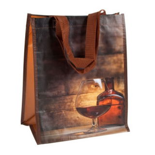 Flaskhållare med avdelare - 27 x 33 x 16 cm - Cognac - 
