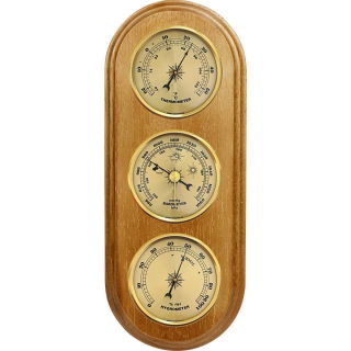 Stazione meteorologica sospesa - barometro, igrometro e termometro - marrone miele con quadranti dorati - 