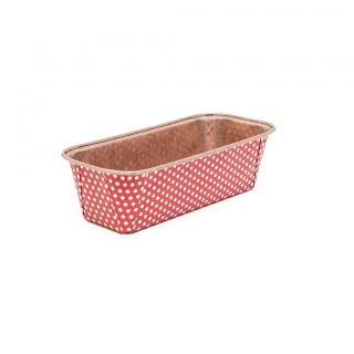 Molde de papel rectangular "plumpy" - 15,8 x 5,5 x 5,2 cm - rojo con patrón de puntos - 20 piezas - 