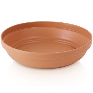 Eenvoudige plantenpot "Glinka" met schotel - 11 cm - terracottakleurig - 