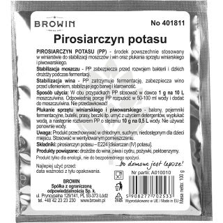 Metabisulfit de potasiu - pentru stabilizarea mustului și vinului - 100 g - 