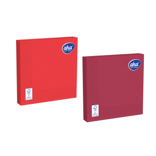 Paper table napkins - 33 x 33 cm - AHA - 100 pcs + 20 pcs FREE - shades of red