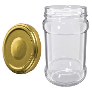 Glas-Twist-Off-Gläser, Einmachgläser - fi 66 - 315 ml + goldene Deckel - 48 Stück - 