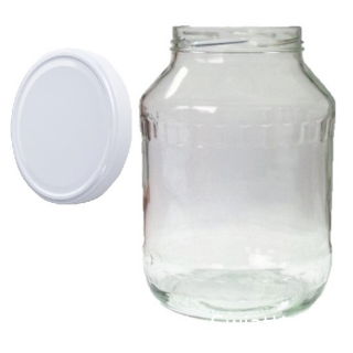 Glass twist-off jar, mason jar - fi 100 - 2.65 l + white lid