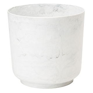 "Satina Marmur" pot casing with a marble-pattern - 13 cm - white-grey