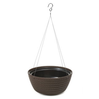 「ジャージー」丸吊り植物ボウル-24 cm-モカブラウン - 