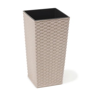 A "Finezja Eco" környezetbarát növényi edény faanyag keverékkel - 19 cm - rattan - fehér - 