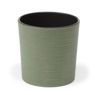 Miljövänlig kruka "Malwa Eco" med träblandning - 19 cm - mejlad, skoggrön - 