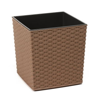 Milieuvriendelijke plantenpot "Juka Eco" met houtmengsel - 19 cm - rotan - natuurlijk hout - 
