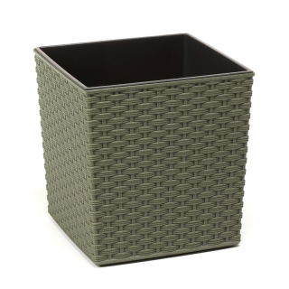 Ekologický kvetináč „Juka Eco“ s prímesou dreva - 25 cm - ratan - zelená zelená - 