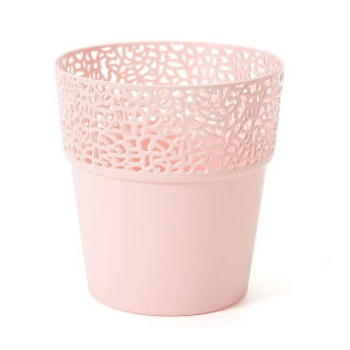 Casing pot mesh "Rosa" dengan finishing seperti renda - 11,5 cm - merah muda antik - 