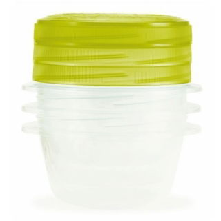 Set 3 wadah makanan bundar dengan tutup pelintir - Take Away Twist - 0,5 liter - hijau - 