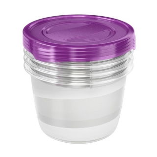 Set od 4 okrugle posude za hranu, kutije za čuvanje hrane - Fredo "Fresh" - 4 x 0,8 litre - tamna šljiva - 