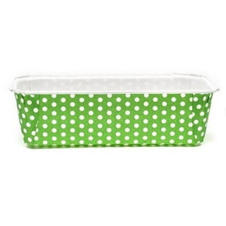 "Plumpy" rectangular paper cake mould - 15.8 x 5.4 x 5 cm - green with dot pattern - 6 pcs