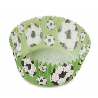 Cupcake voering, papieren bakvorm - 50 x 32 mm - 75-delige set - voetbal, voetbal - 