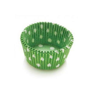 Cupcake liner, paper baking cup - 50 x 32 mm - 75-piece set - green, dotted