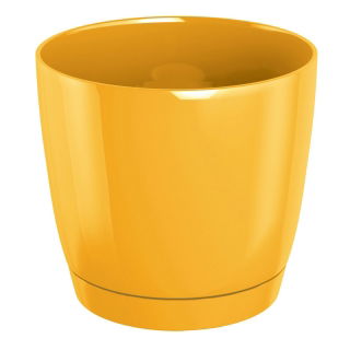 Pot bunga bundar dengan cawan - Coubi - 21 cm - Kuning - 