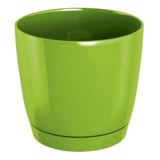 Vaso rotondo con piattino - Coubi - 28 cm - Lime - 
