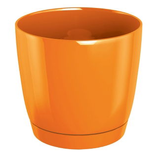 Maceta redonda con platillo - Coubi - 10 cm - Naranja - 
